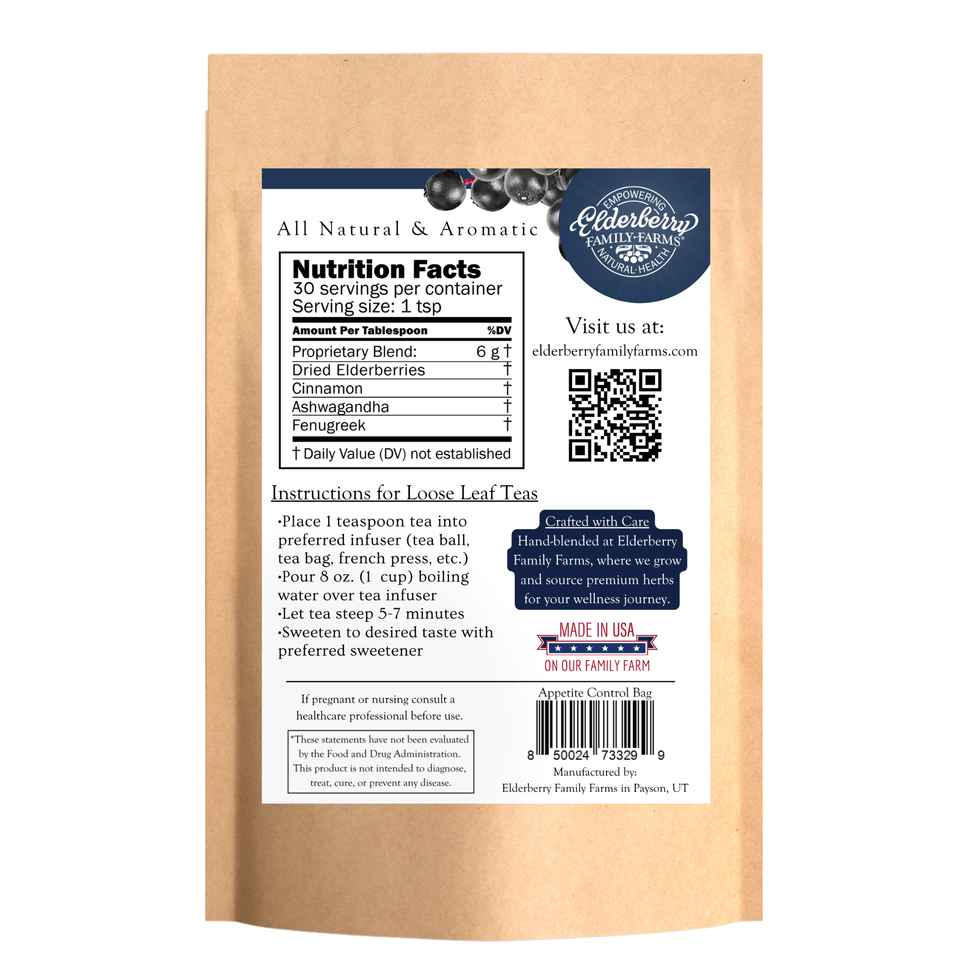 Elderberry Appetite Control Tea Refill Bag - Image 2