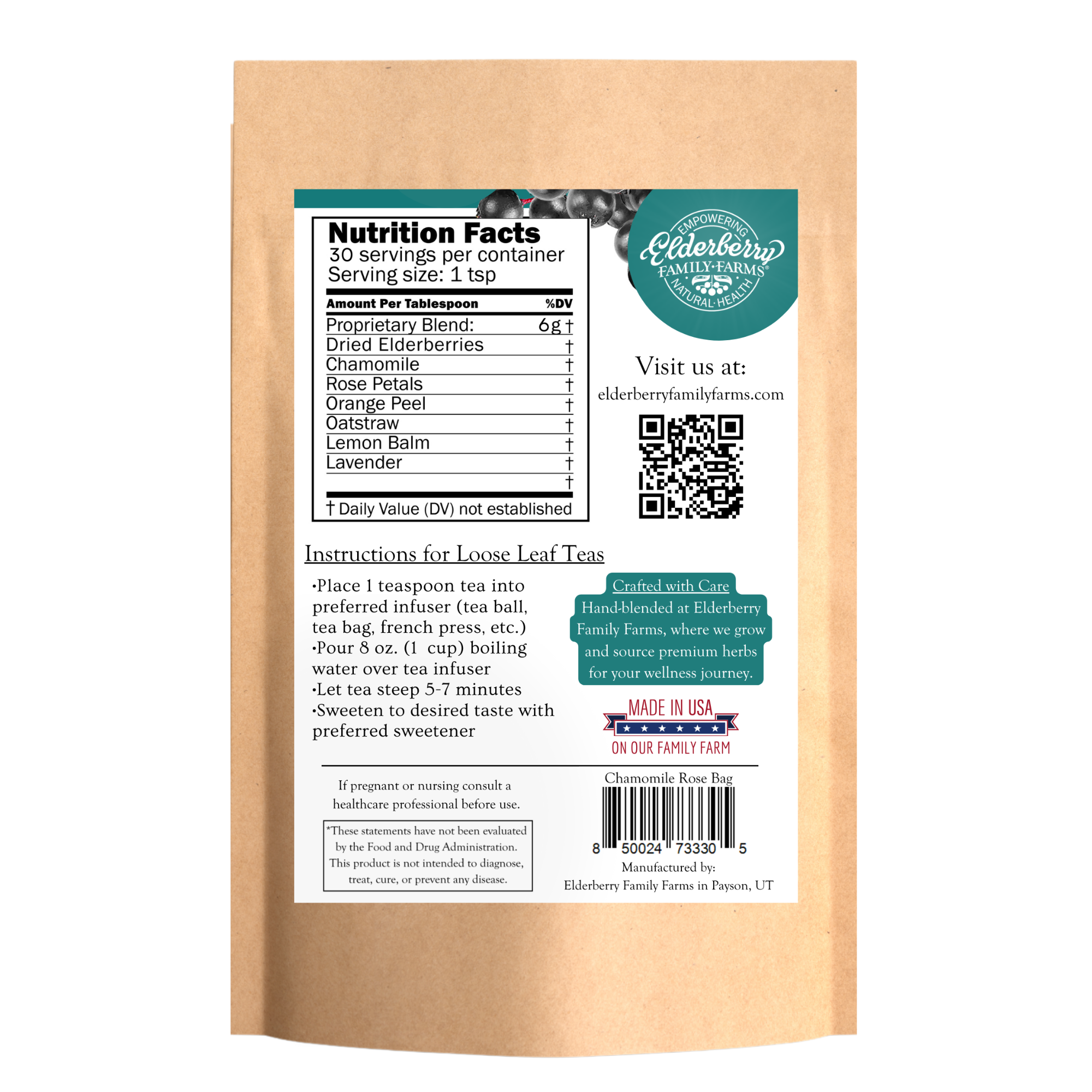 Elderberry Chamomile Rose Tea Refill Bag - Image 2