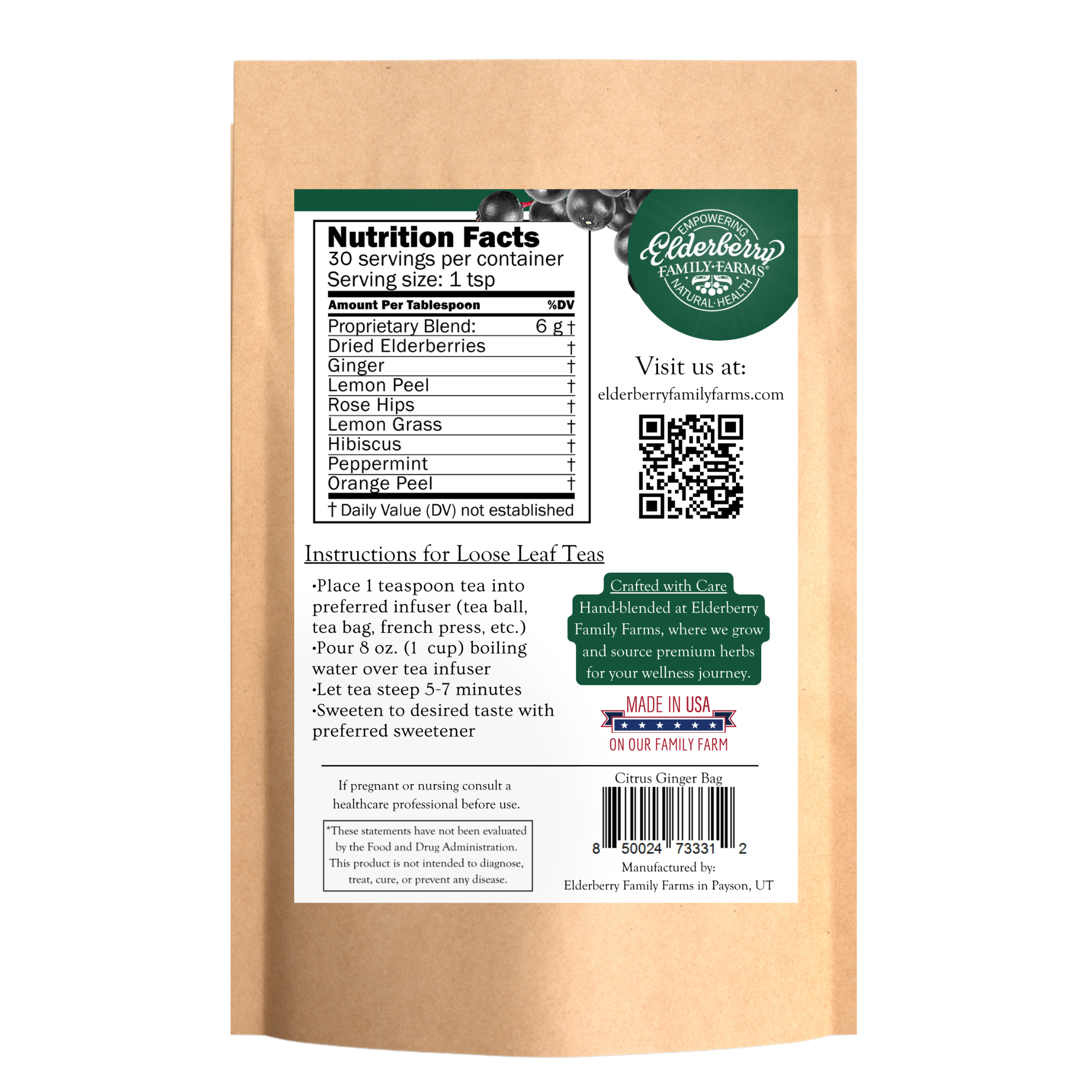 Elderberry Citrus Ginger Tea Refill Bag - Image 2