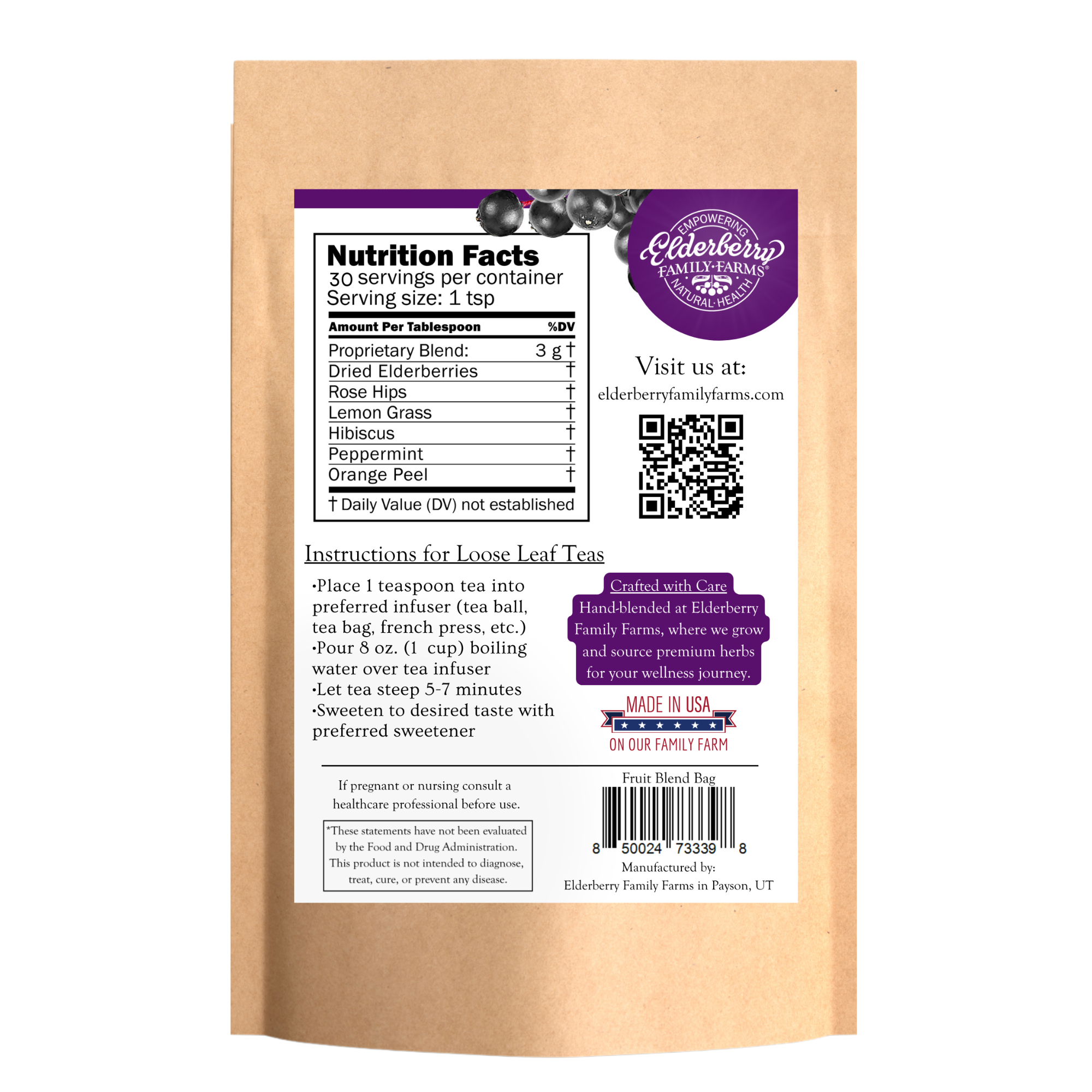 Elderberry Fruit Blend Tea Refill Bag - Image 2