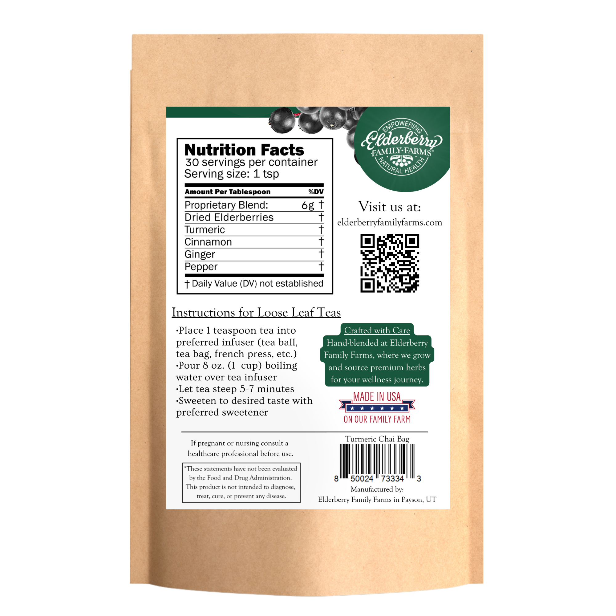 Elderberry Turmeric Golden Chai Refill Bag - Image 2